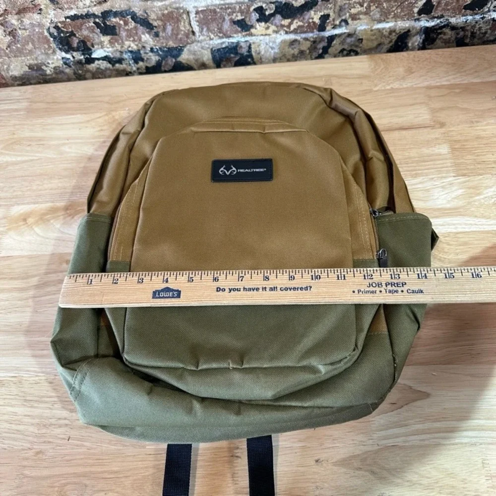 Realtree Laptop Backpack Two Tone Tan Olive Green Padded Tech Bag NWT
